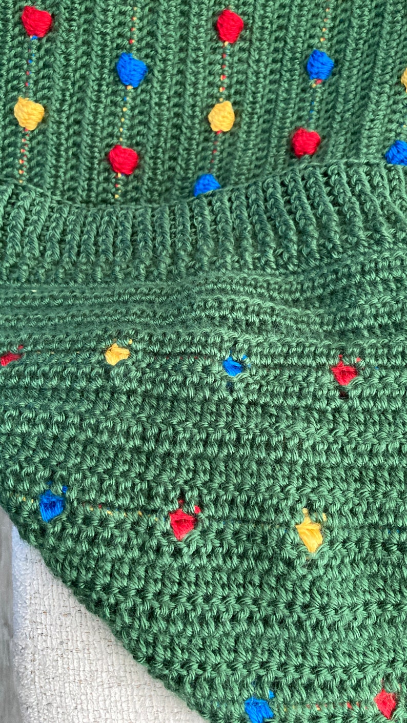 Festive Light Crochet Blanket Pattern, Bobble Blanket Christmas Crochet Throw, bobble stitch Crochet, Crochet blanket pattern image 10
