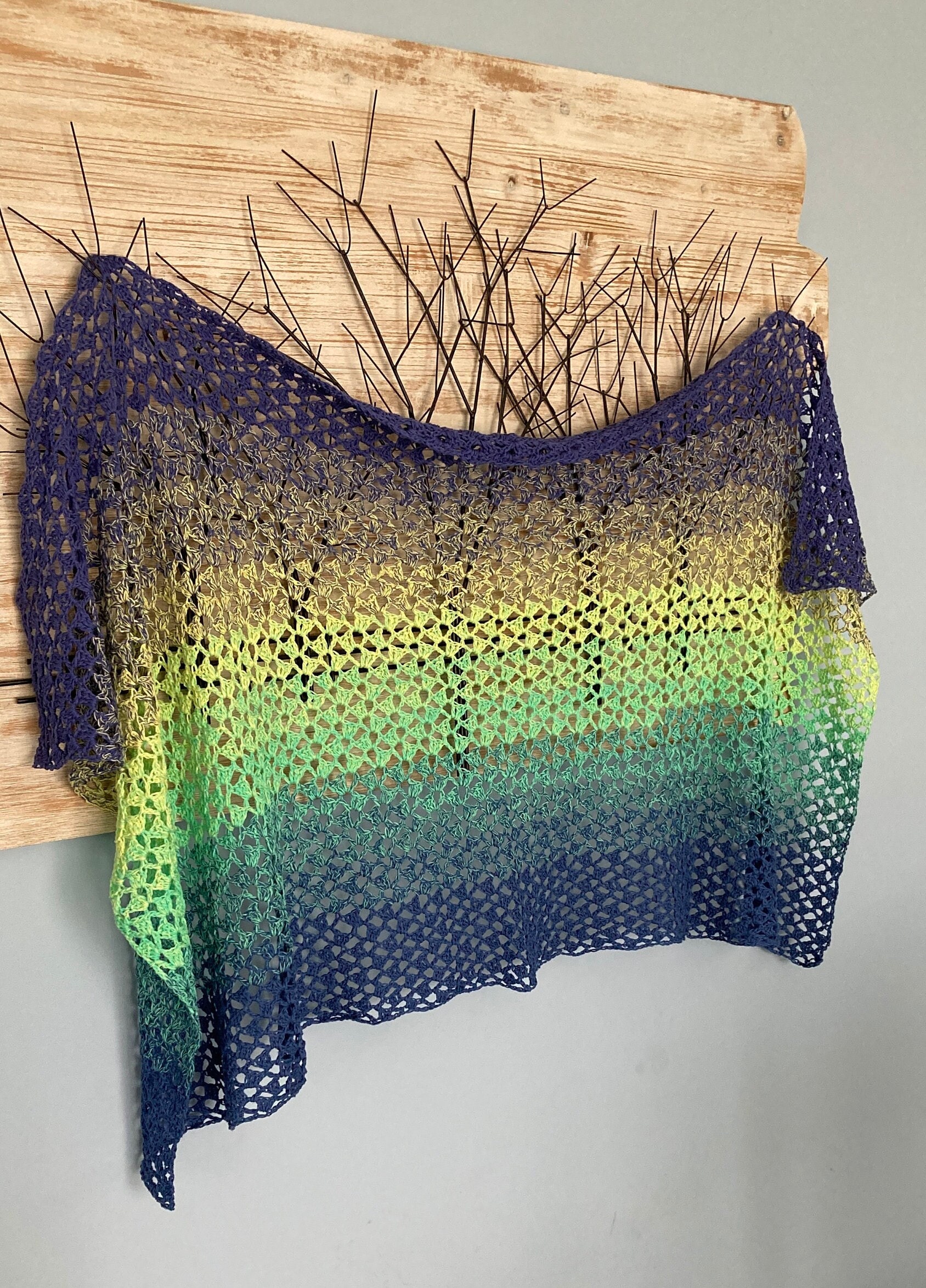 Easy Sideways Shawl, Stunning Aurora Borealis Crochet Shawl, Easy ...