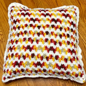 Crochet Pillow Cover, Embrace Autumn Crochet Pillow, Granny Spike Stitch Crochet Throw Pillow tutorial, Throw Pillow Design image 7