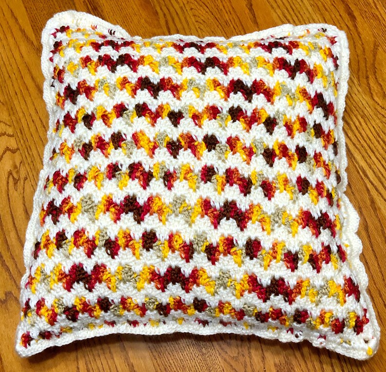 Crochet Pillow Cover, Embrace Autumn Crochet Pillow, Granny Spike Stitch Crochet Throw Pillow tutorial, Throw Pillow Design image 7