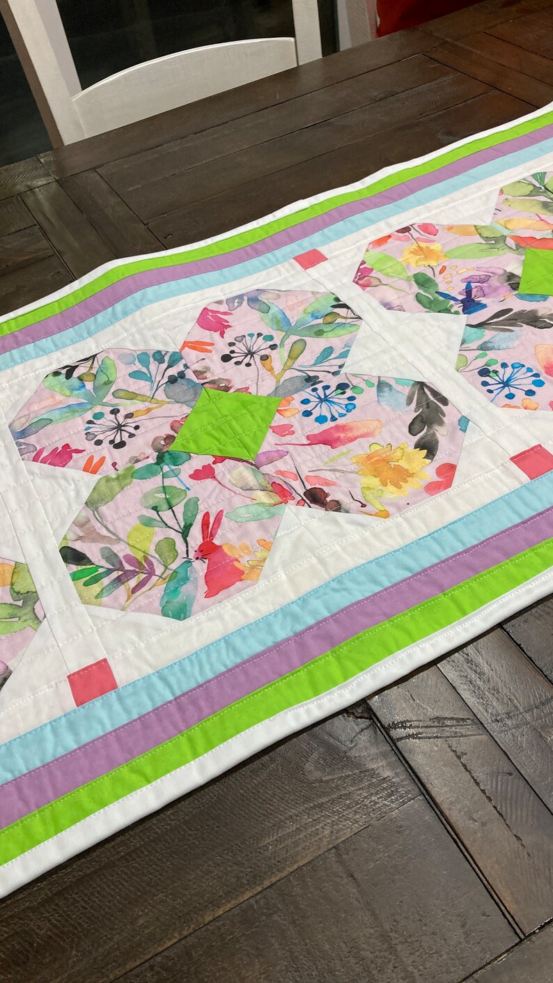 Beginner-Friendly Table Runner Pattern, Whimsical Springtime Bunnies Table Runner Quilt Pattern, Spring table runner pattern image 5