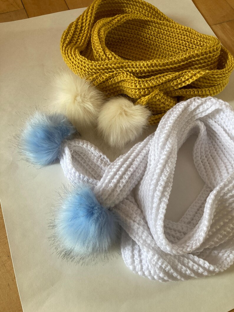Beginner Ribbed Pom Pom Scarf Crochet Pattern (PDF Download) - Etsy