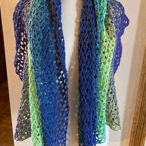 Easy Sideways Shawl, Stunning Aurora Borealis Crochet Shawl, Easy ...