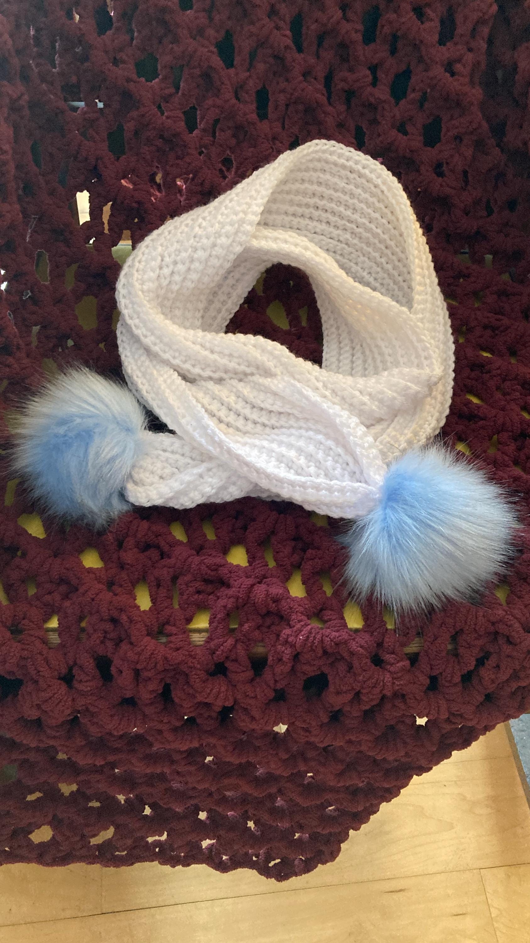 Beginner Ribbed Pom Pom Scarf Crochet Pattern (PDF Download) - Etsy