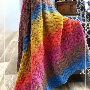 Beginner-Friendly Ribbed Ripple Blanket Crochet Pattern, Rainbow Ripple Pattern, Crochet Pattern, Modern Afghan, Wavy Throw Blanket