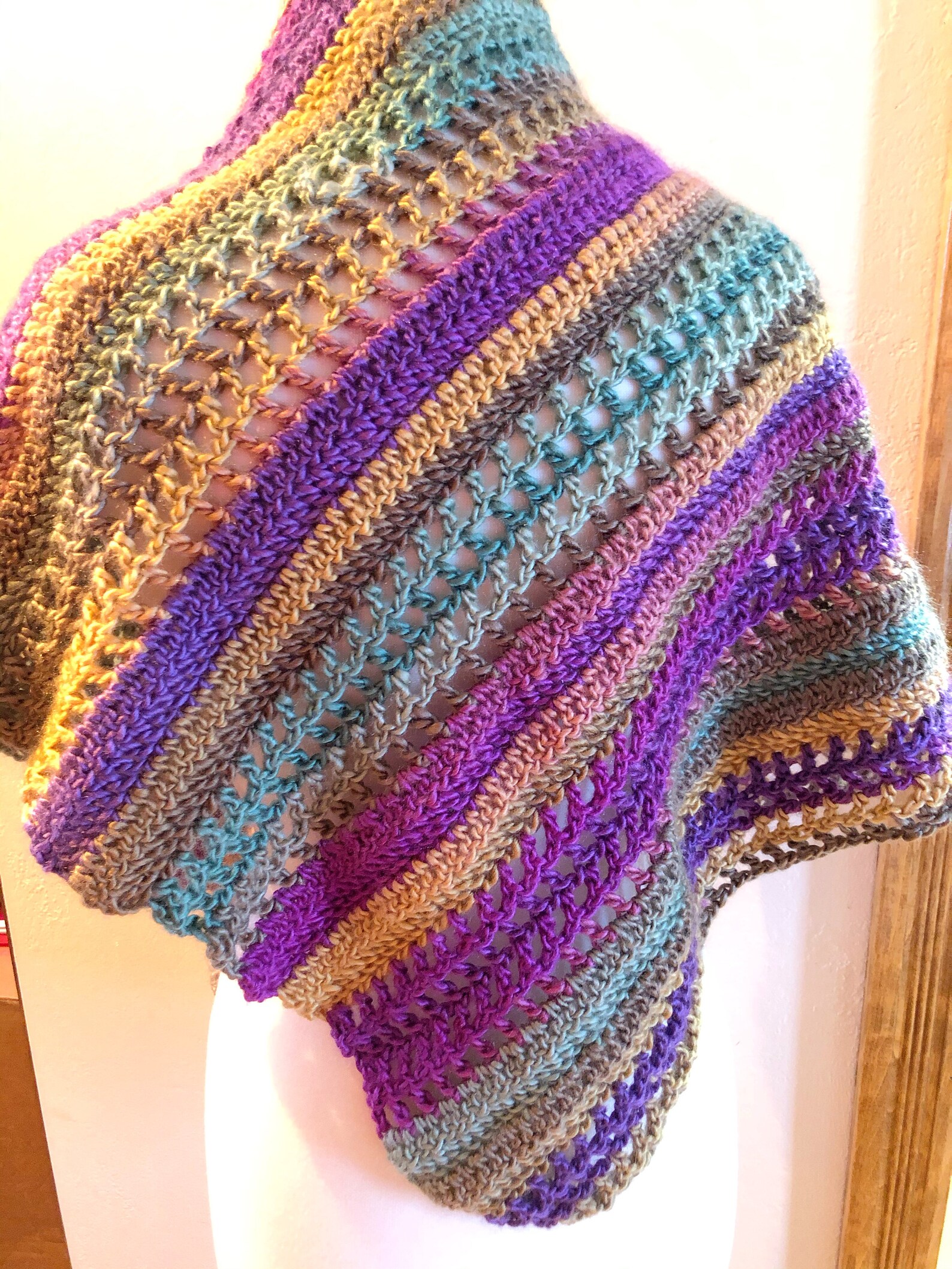Easy Crochet Scarf Pattern PDF – Beginner Asymmetrical Shawl, Triangle ...