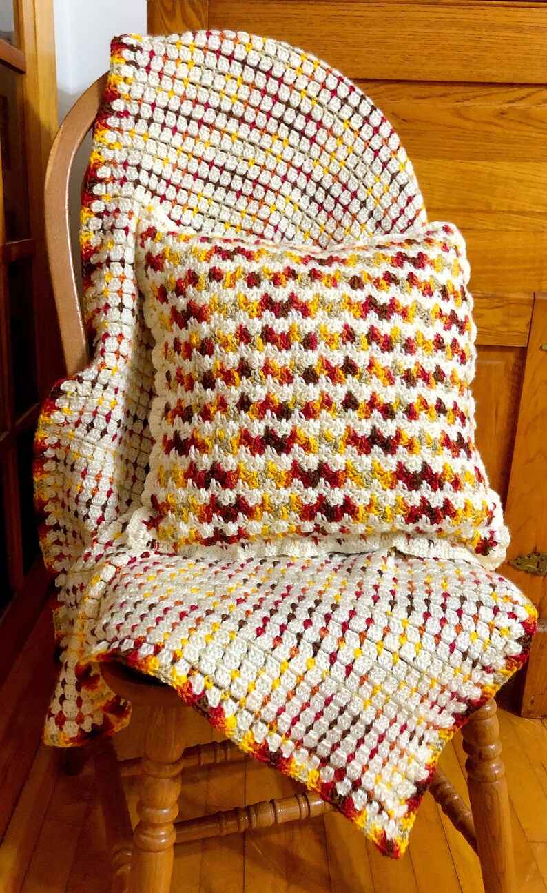 Crochet Pillow Cover, Embrace Autumn Crochet Pillow, Granny Spike Stitch Crochet Throw Pillow tutorial, Throw Pillow Design image 10