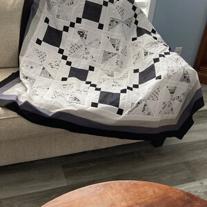 Modern Toddler Quilt Pattern Grey and White Pinwheel Irish Chain Design Printable PDF, Baby Quilt Patterns PDF, Easy Quilting Patterns image 3