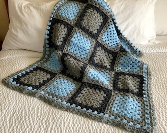 Blue Skies Granny Squares Baby Blanket, Crochet Blanket, Beginner Crochet blanket Pattern, Easy Baby Blanket Crochet, granny square pattern