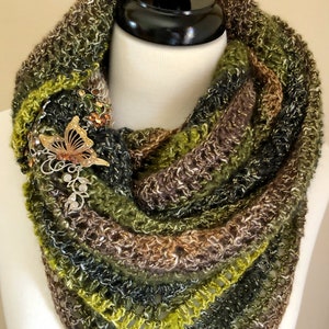 Beginner Scarf Pattern, Woodland Faeries Triangle Crochet Shawl, crochet scarf pattern, lacy shawl crochet pattern, easy triangle shawl