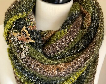 Beginner Woodland Faeries Triangle Crochet Scarf Pattern (PDF Pattern)
