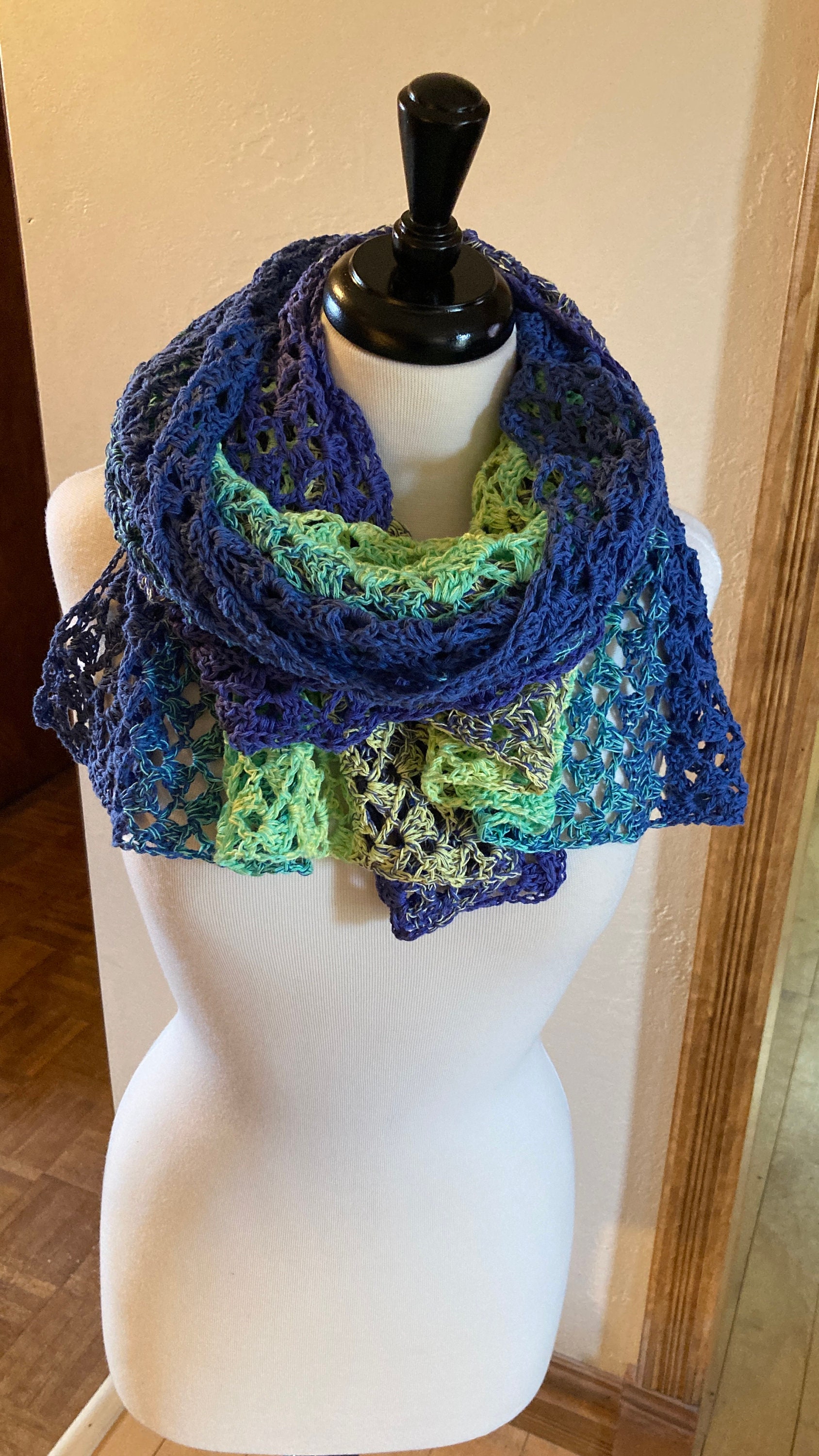 Easy Sideways Shawl, Stunning Aurora Borealis Crochet Shawl, Easy ...