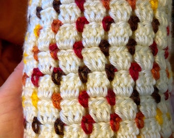 Multi Color Blanket Pattern, Easy Crochet Fireside Throw Blanket, Block Stitch Blanket Crochet, Farmhouse Easy Couch Blanket pattern