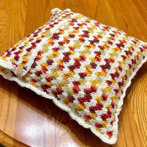 Crochet Pillow Cover, Embrace Autumn Crochet Pillow, Granny Spike Stitch Crochet Throw Pillow tutorial, Throw Pillow Design image 8