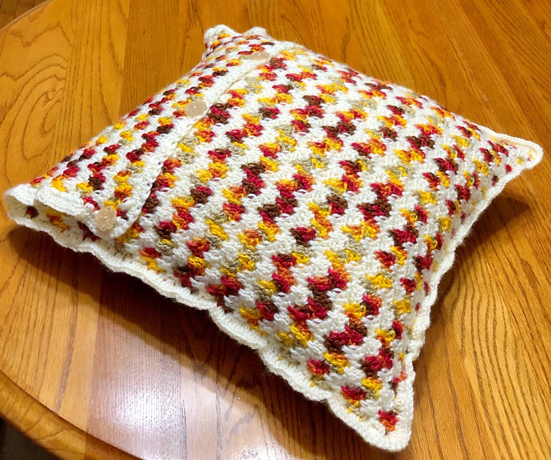 Crochet Pillow Cover, Embrace Autumn Crochet Pillow, Granny Spike Stitch Crochet Throw Pillow tutorial, Throw Pillow Design image 8