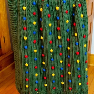 Festive Light Crochet Blanket Pattern, Bobble Blanket Christmas Crochet Throw, bobble stitch Crochet, Crochet blanket pattern image 2