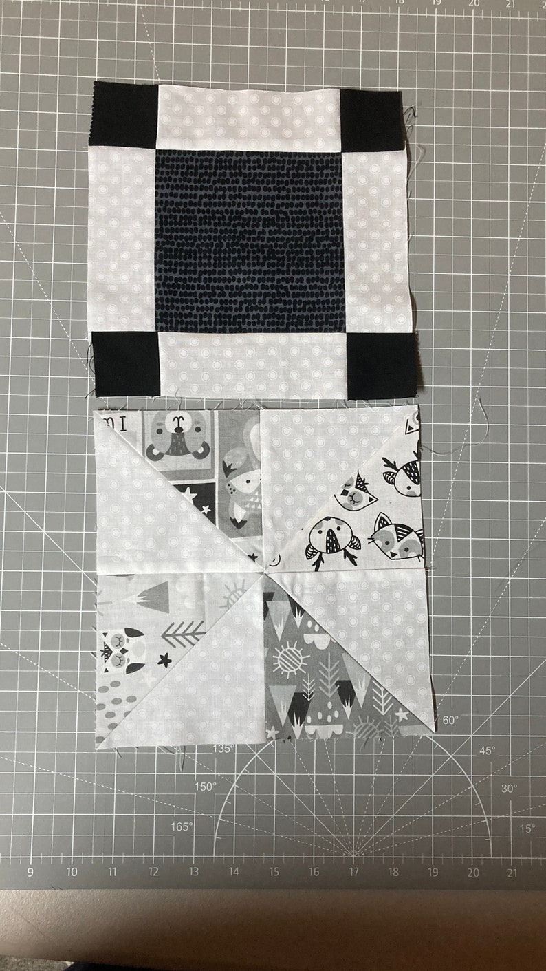 Modern Toddler Quilt Pattern Grey and White Pinwheel Irish Chain Design Printable PDF, Baby Quilt Patterns PDF, Easy Quilting Patterns image 5
