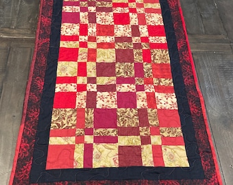 Easy Quilt Patterns for Beginners, Charm Pack Table Runner Pattern, Scrappy Quilting Project, Afternoon Tea Four Patch Table Runner Pattern