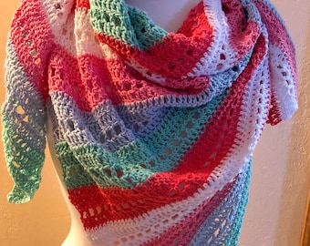 Einfaches Dreieckstuch Muster, Easy Crochet Pattern, Sweet Shoppe Easy Crochet Asymmetrisches Schal Muster PDF