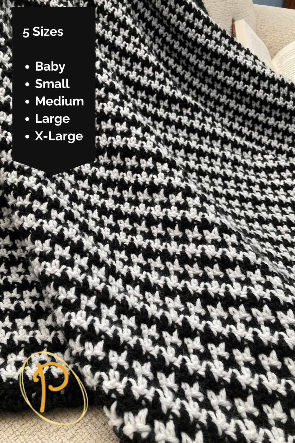 30 Beautiful and Stylish Monochrome Crochet Patterns 13 Houndstooth Throw Pattern in Black and White