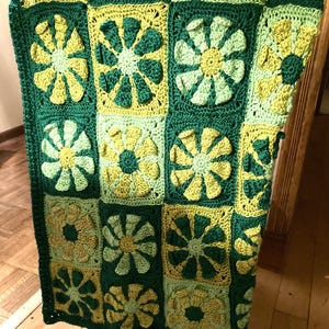 Crochet Daisy Granny Square Blanket Pattern, Boho Retro Daisy Granny Square, Crochet Daisy Afghan, Crochet Blanket Pattern, Crochet Flower