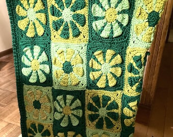 Crochet Daisy Granny Square Blanket Pattern, Boho Retro Daisy Granny Square, Crochet Daisy Afghan, Crochet Blanket Pattern, Crochet Flower