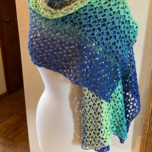 Easy Sideways Shawl, Stunning Aurora Borealis Crochet Shawl, Easy ...