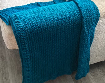 Patrón afgano de crochet simple, patrón de manta de crochet texturizado moderno, patrón de manta de tiro de crochet familiar