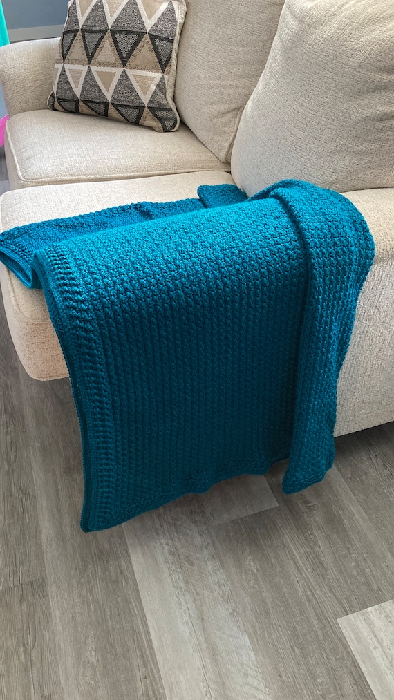Simple Crochet Afghan pattern, Textured Crochet Blanket pattern modern, Family Crochet Throw Blanket Pattern