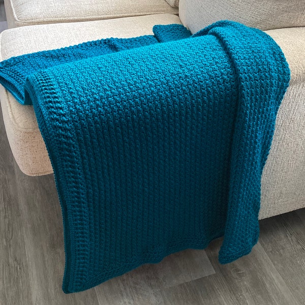 Simple Crochet Afghan pattern, Textured Crochet Blanket pattern modern, Family Crochet Throw Blanket Pattern