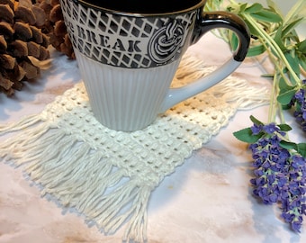 Puff Stitch Boho Coaster Crochet Pattern, Easy Crochet Coaster, Farmhouse Home Decor Pattern, Coffee Cup Mug Rug, beginner crochet pattern