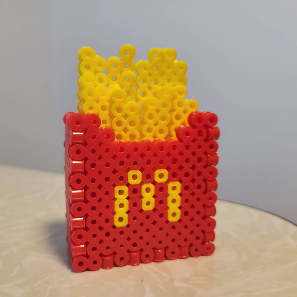 Pin & MULTI OPTIONS - 3D Fast Food Chain Themed Perler Pin of French Fries - Pin , Unglued Fries , Glued Fries