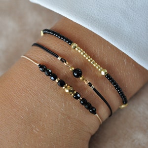 Delicate Adjustable Onyx Gemstone Bracelet, Minimalist Bracelet, Everyday Bracelet, Black Bracelet, Gift idea woman, Bracelet for Woman