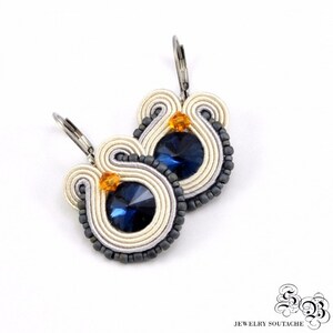 Dangle Soutache Earrings Soutache Earrings Small Blue Earrings Small Dangle Earrings Blue Earrings Green Blue Soutache Earrings OOAK