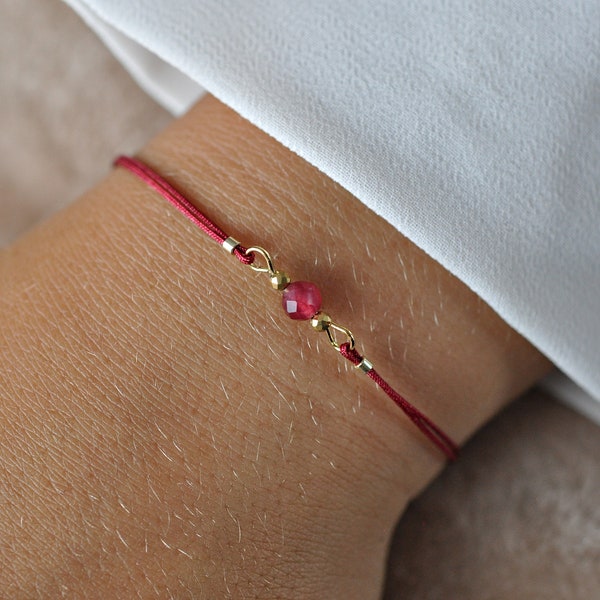 Delicate Adjustable Ruby Gemstone Bracelet, Minimalist Bracelet, July birthstone bracelet, Everyday Bracelet, Bracelet for Woman