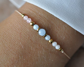 Fertility Bracelet with Rose Quartz Moonstone Aquamarine,Pregnancy Wish Bracelet,Fertility Gift Jewelry,Dainty Fertility Gift,Mom To Be Gift