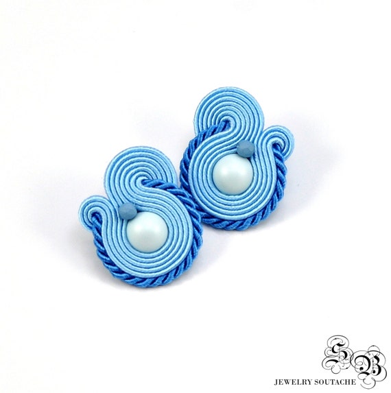 Small blue soutache earrings