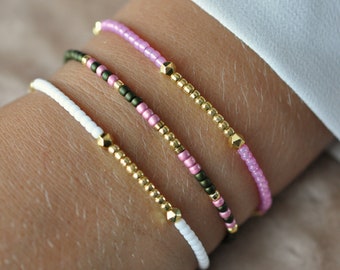 Bracciale a corda regolabile, Bracciale con perline di semi, Braccialetti con perline minuscole, Bracciale a strati, Bracciale dell'amicizia, Bracciale minimalista quotidiano