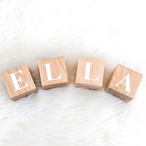 Large Personalized Baby Name Blocks - Painted Letter with Natural Wood Background