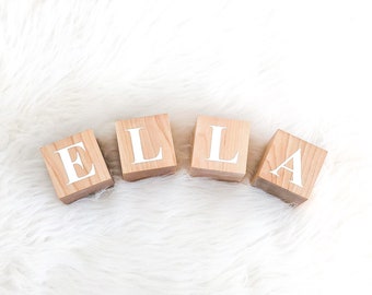 Large Personalized Baby Name Blocks - Painted Letter with Natural Wood Background