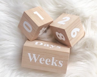 Milestone Blocks, Baby Age Blocks, Month Blocks, Wood Baby Blocks, Minimalist Nursery Decor, Personalized Baby Gift