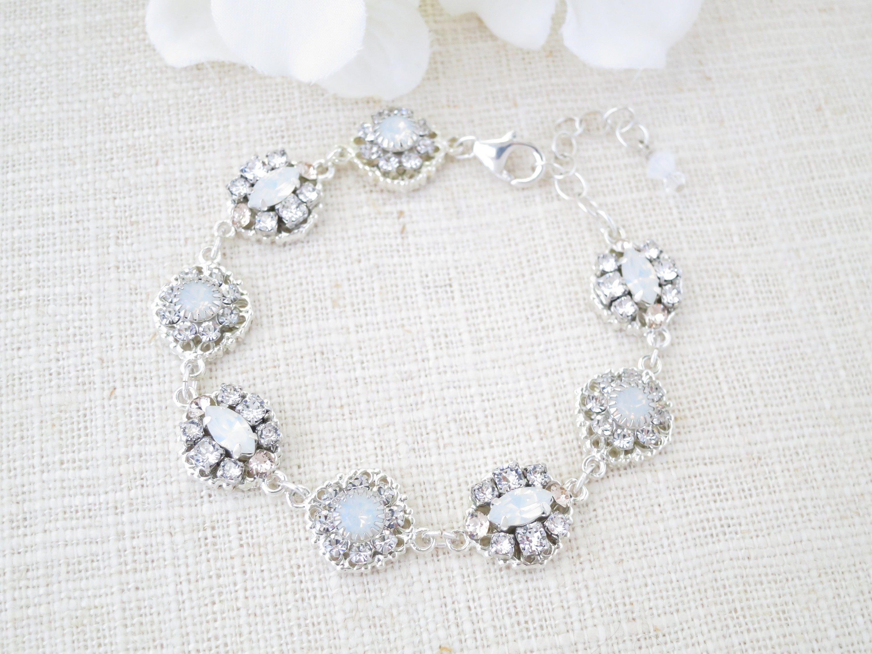 Opal bracelet Crystal bracelet Vintage style Simple bridal | Etsy