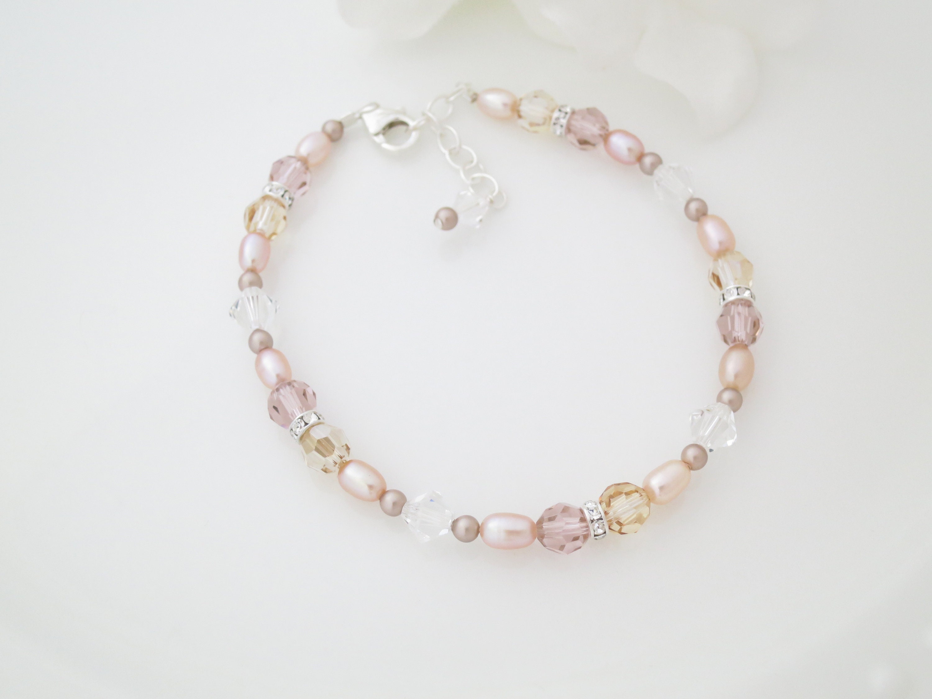 Pink Pearl Bridal Bracelet Blush Pink Wedding Bracelet Pastel | Etsy
