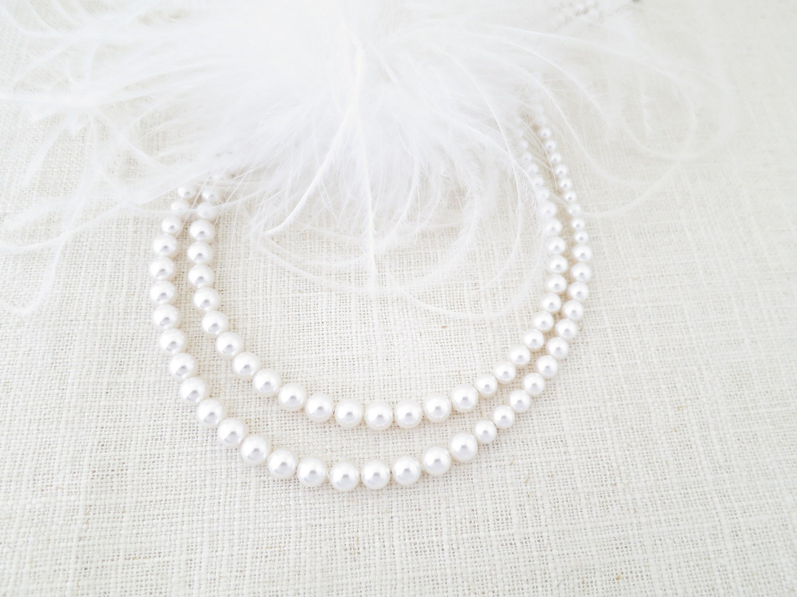 Double Strand Pearl Necklace Graduated Pearl Necklace Pearl Etsy