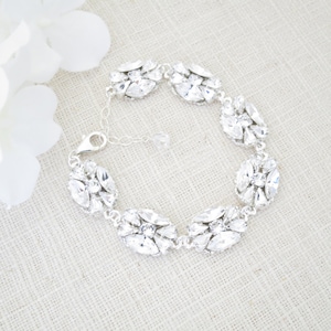 Swarovski Crystal Bridal Bracelet: Teardrop Rhinestone Wedding Jewelry