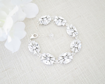Swarovski Crystal Bridal Bracelet: Teardrop Rhinestone Wedding Jewelry