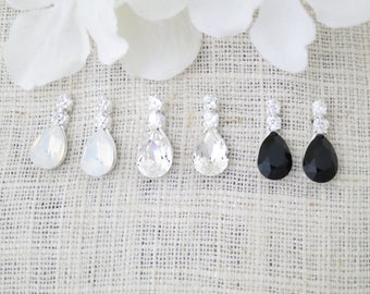 Teardrop Crystal Bridal Earrings: Sterling Silver Rhinestone Jewelry