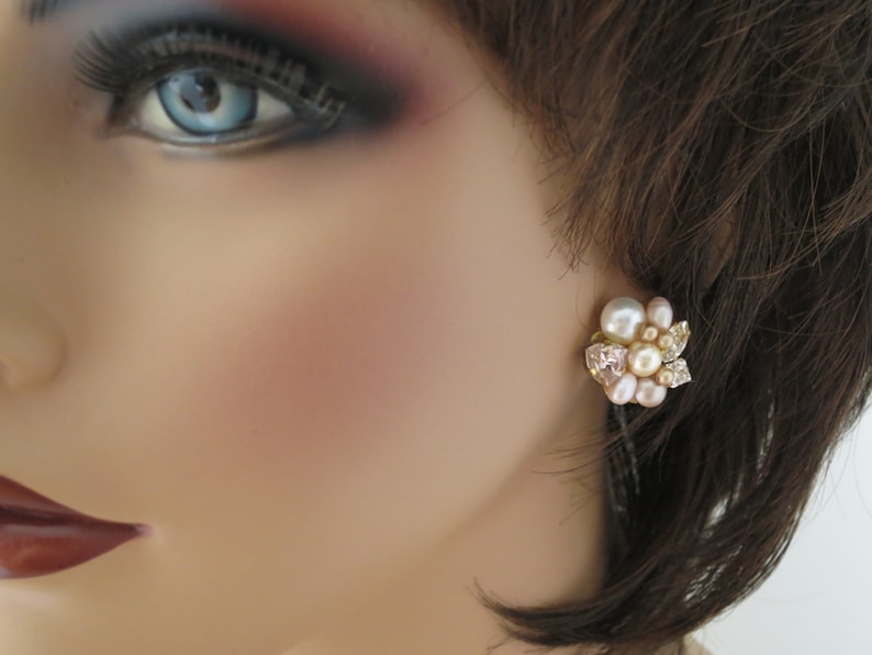 Blush Wedding Earrings for Brides Pink Crystal Bridal Earrings Etsy