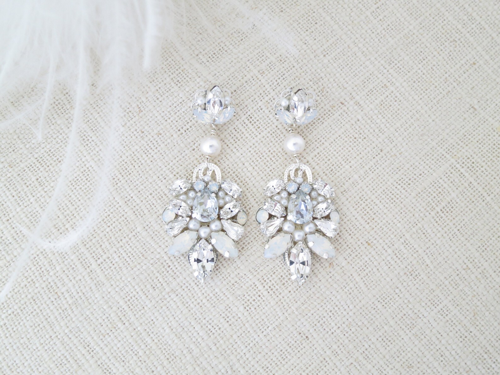 Pale Blue Wedding Earrings Dusty Blue Bridal Earrings Etsy