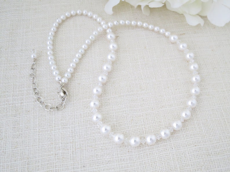 Pearl Bridal Necklace Simple Graduated Pearl Bridesmaid Gifts Etsy